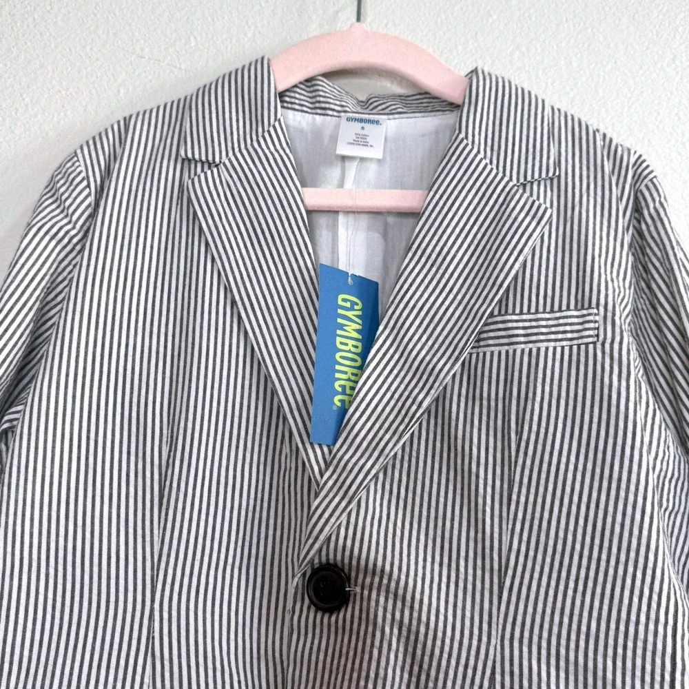 GYMBOREE NEW! Seersucker Boys Blazer Sport Coat SM 5-6 Gray White Easter Wedding